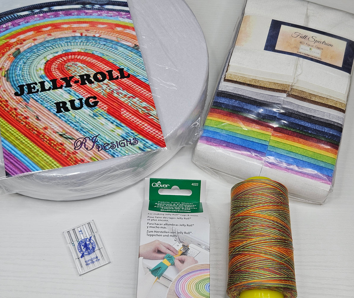 Jelly Roll/Fabric Strip Rug Craft Chest Kit - Wilmington Full Spectrum Rainbow 40 Karat Gems