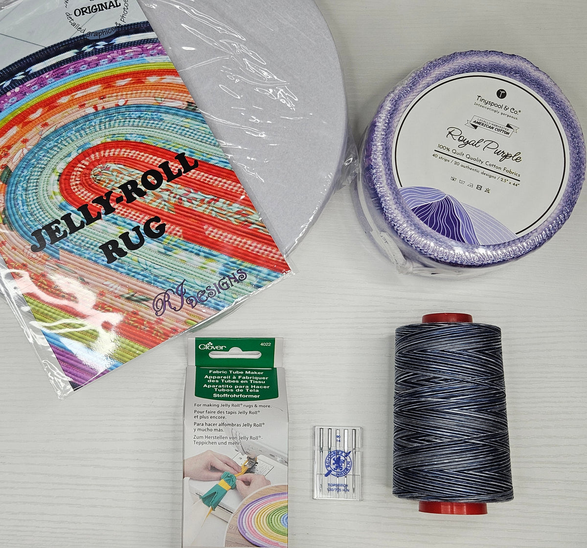 Jelly Roll/Fabric Strip Rug Craft Chest Kit - Tiny Spool & Co. Royal Purple